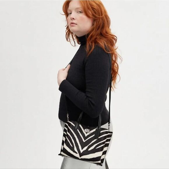 RETAIL Coach Zebra Print Willow Bucket Bag + Black Coach "Pillow" Wristlet - Picture 6 of 16